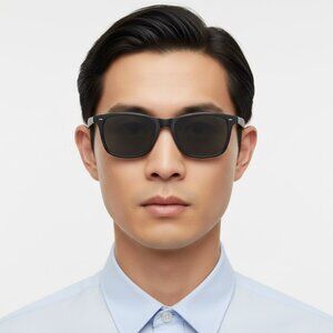 New Garrett Leight HAYES SUN Pure Blue Smoke Polarized Square Sunglasses 2141 BK